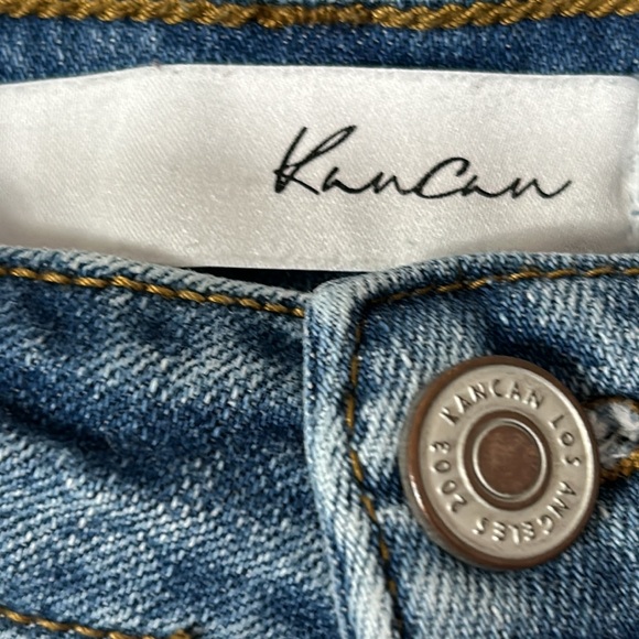 Kancan Ankle Distressed Asymmetrical Hem button front jeans sz 7/27 - Picture 4 of 8